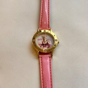 Vintage Mattel Barbie Retro Pink and Gold Analog 8" Watch WORKING!